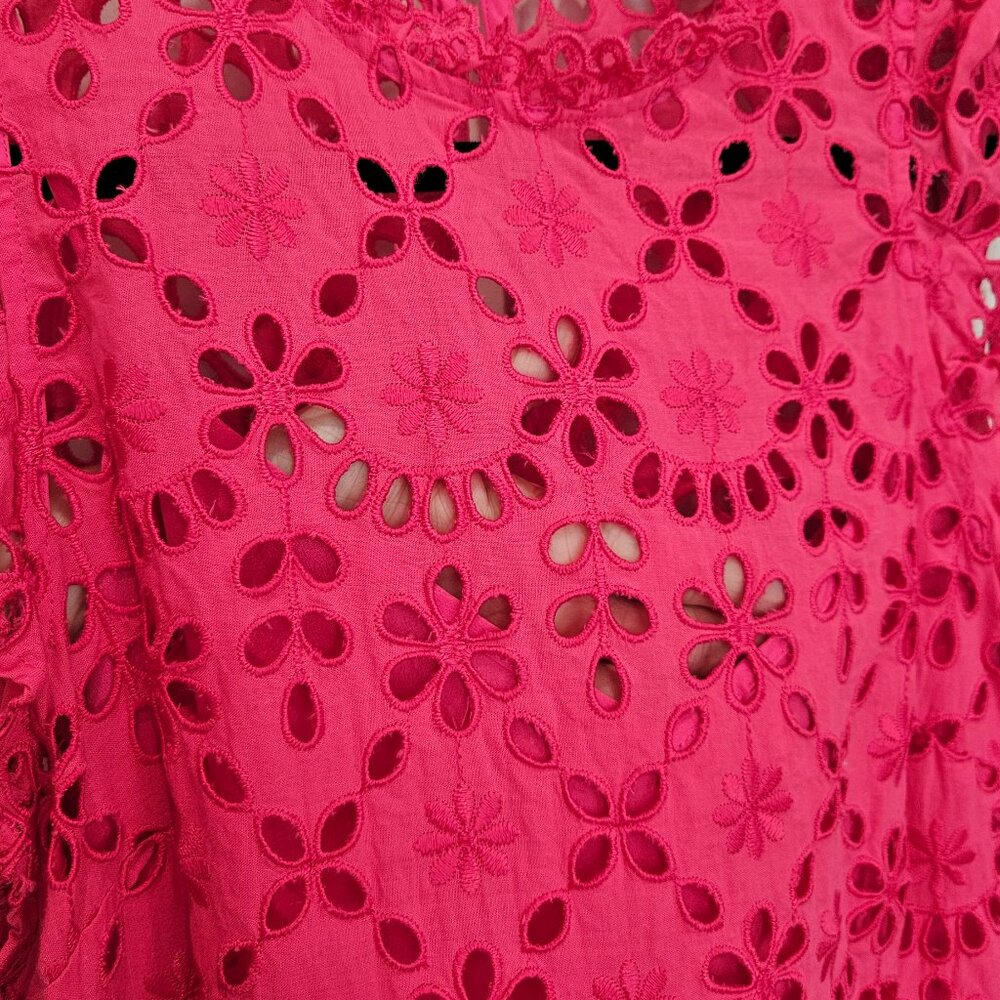 J.Crew Pink Eyelet Mockneck Top with Flutter Sleeves Size S - Picture 4 of 9